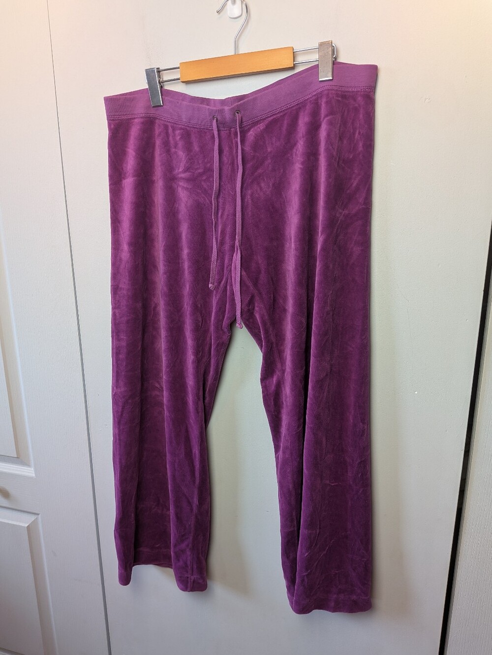 VTG Y2K JUICY COUTURE Velvet Purple Sweatpants Size XL Made Un USA 00' Low Waist